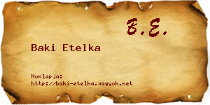 Baki Etelka névjegykártya
